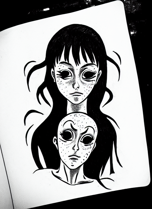 prompthunt: tattoo design of an anxious womans eyes drawn by junji ito,  simplistic junji ito lineart black and white
