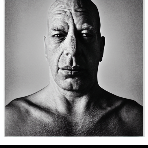 symmetrical human portrait of homer simpson, grainy high contrast black and white photography photo print ilford warm tone