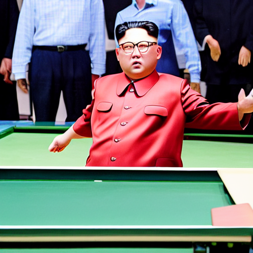 prompthunt: photo of kim jung un playing ping pong