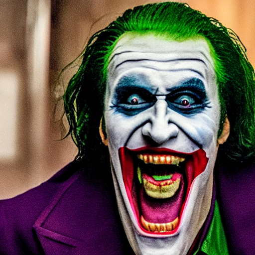 prompthunt film still of Nicolas Cage as joker in the new Joker movie