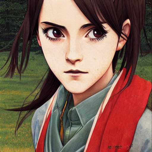 prompthunt: anime emma watson by by Hasui Kawase by Richard Schmid