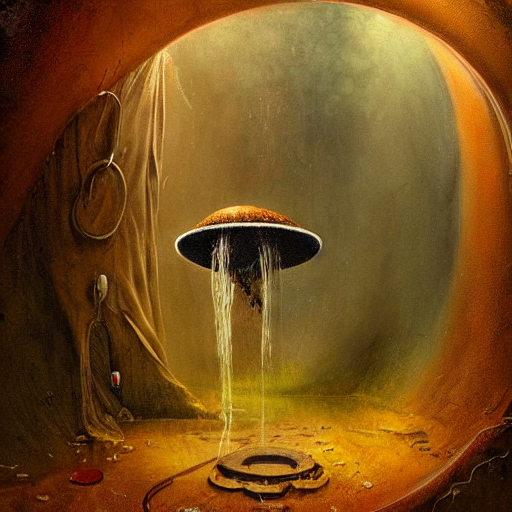 prompthunt: A painting of a portal to another dimension in the scum of a  dirty bathroom shower. Mushroom and mold are growing in the shower. Esao  Andrews