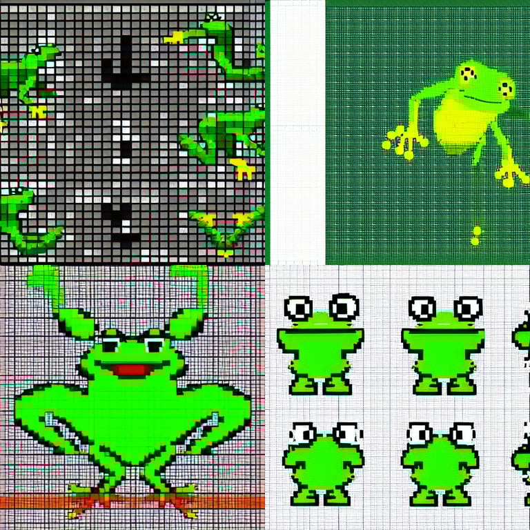 prompthunt sprite sheet of a frog jumping, pixel art
