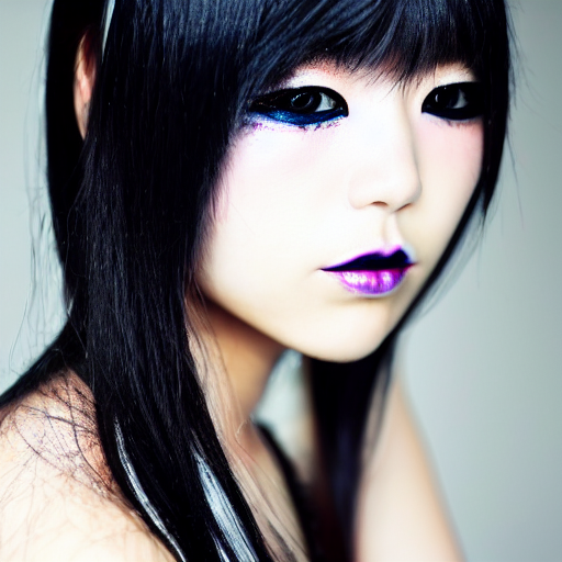 prompthunt: japanese girl with emo makeup and long hair, bangs