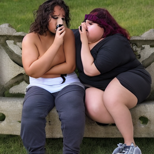prompthunt: fat teenager smoking blunt with fat girlfriend