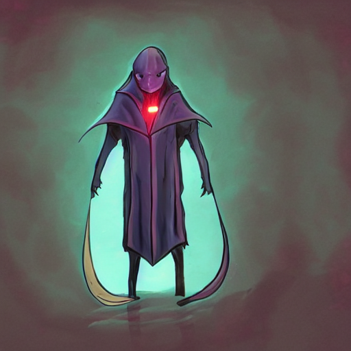 prompthunt: concept art character with a vampire squid head and cape that  is tall and thin that lives in an ocean setting in the apocalypse created  by Dana terrace for a comic