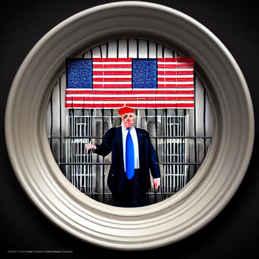 prompthunt trump behind bars in striped prison clothes commemorative