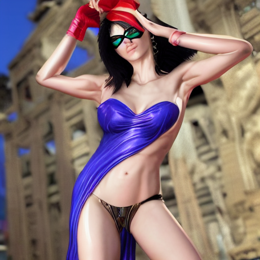 prompthunt: asia argento as bayonetta in a bikini looking sensual, 8 k  resolution hyperdetailed photorealism hdr life like quality