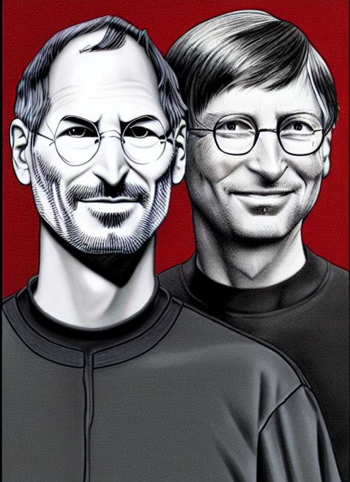 Steve Jobs vs Bill Gates Anime-style [Speed Painting] 