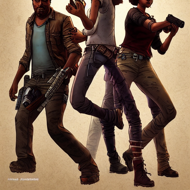 prompthunt lee everett and clementine and kenny fromthe walking dead