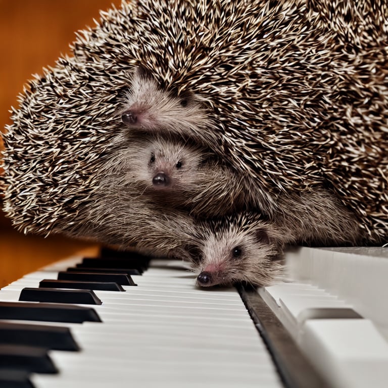 prompthunt: hedgehog playing the piano, 4k