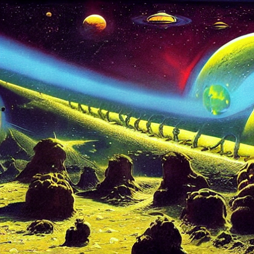prompthunt: a planetscape full of alien life painted by chris foss and  wayne douglas barlowe