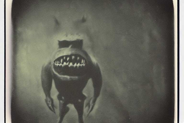 prompthunt: dark old polaroid of an weird monster in the world of oz