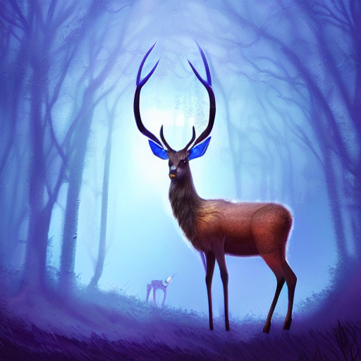 BLUE DEER Spirit Medicine, Deer Art, Nature Painting, Realistic