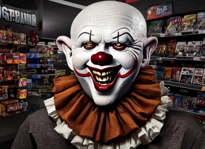 prompthunt giant pennywise seen shopping at gamestop pennywise