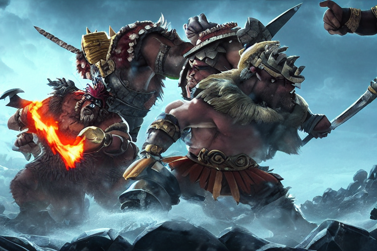 prompthunt an epic fight between the barbarian king and the pekka from