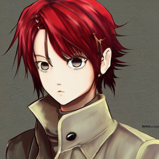 red hair green eyes anime boy