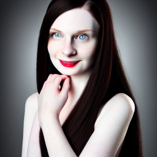 prompthunt: portrait of a beautiful pale skin female with long black ...