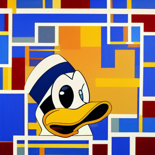 prompthunt: Let me see Donald duck by Mondrian