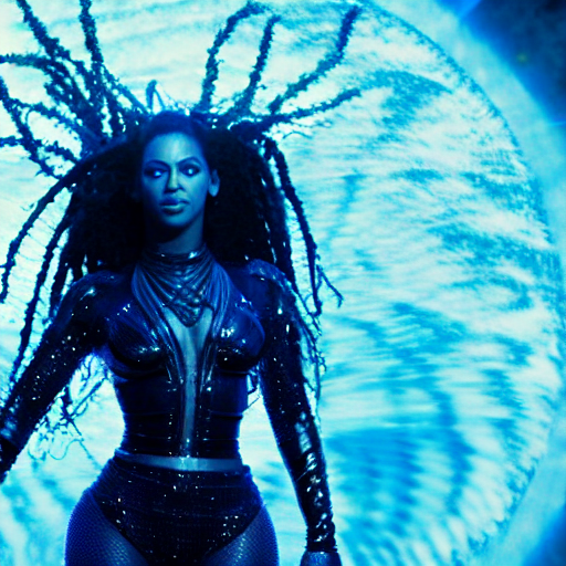 prompthunt: beyonce in avatar ( 2 0 0 9 ), 8 k wide shot