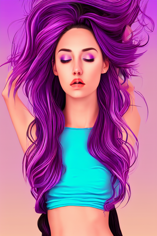 half teal and half purple hair