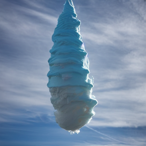 prompthunt: giant blue ice cream cone melting up into the sky to form blue  clouds
