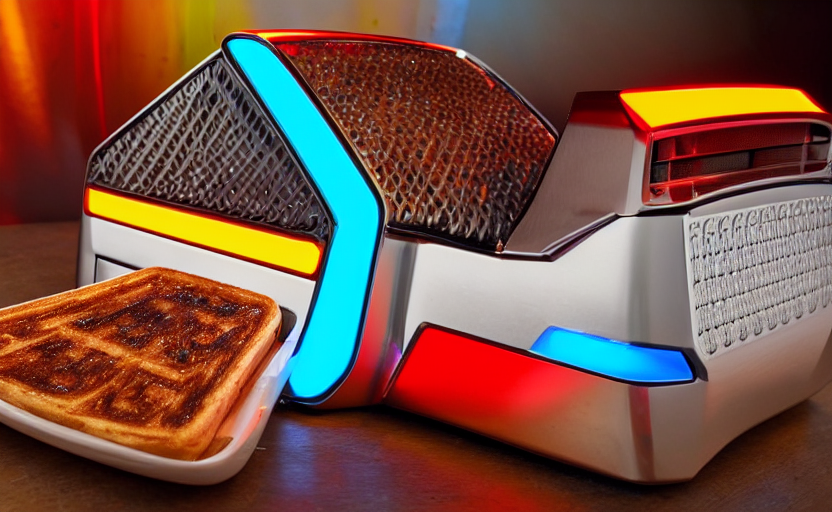 prompthunt a lamborghini brand toaster with bright colors