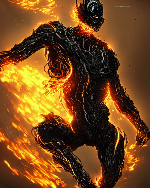 prompthunt: ghost rider symbiote, dynamic lighting, fantasy concept art,  trending on art station, stunning visuals, creative, cinematic, ultra  detailed, comic strip style