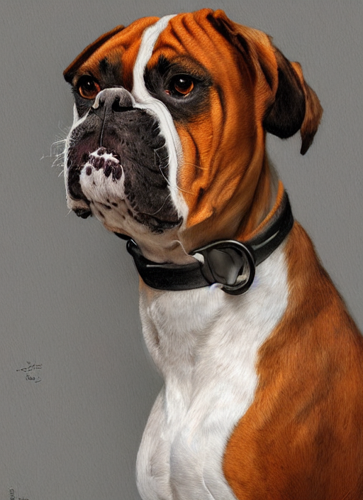 prompthunt: formal portrait of boxer dog, digital art by eugene de blaas,  ross tran, and nasreddine dinet, vibrant color scheme, intricately  detailed, in the style of romanticism, cinematic, artstation, greg rutkowski