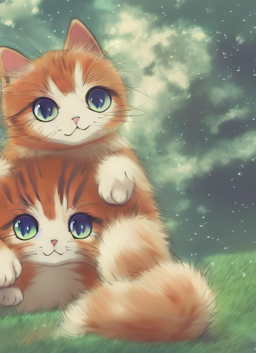 cute cat anime wallpaper, 4k, high details, trending, Stable Diffusion