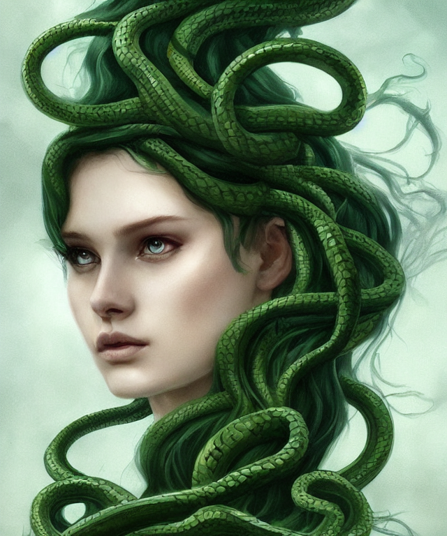 prompthunt: medusa with snake hair by charlie bowater and titian