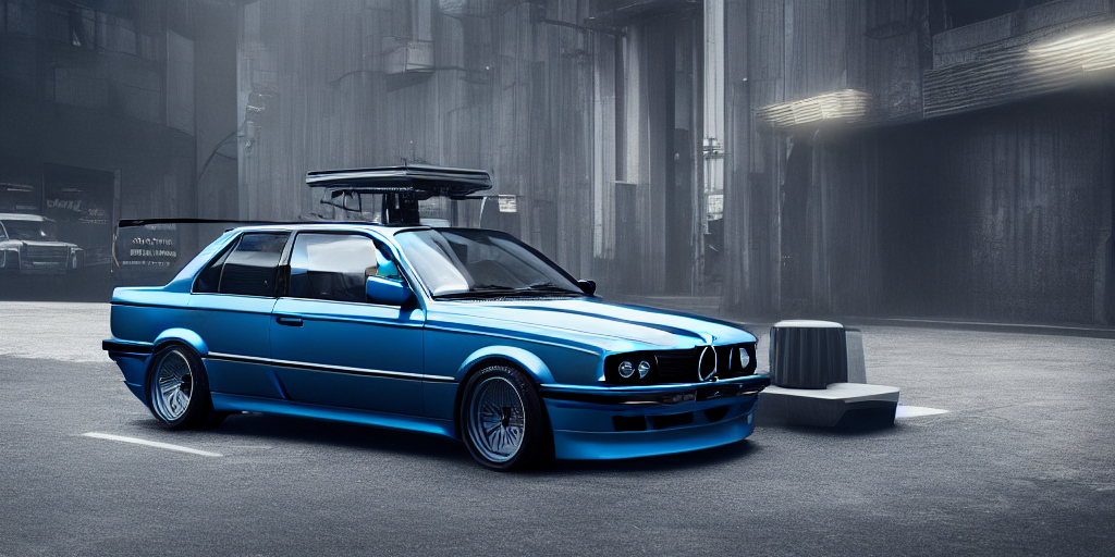 prompthunt: a design of a bmw e30, designed by Polestar, blade runner