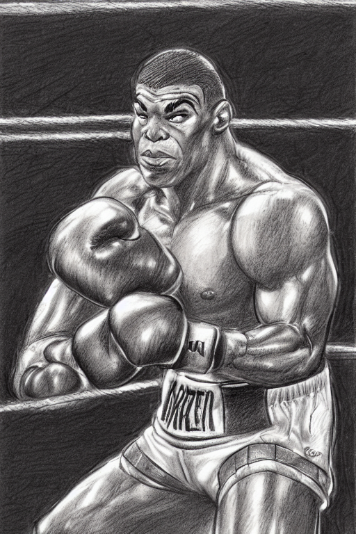 prompthunt: highly detailed pencil sketch of a retired boxer sitting  outside the boxing ring by todd mcfarlane and joe madureira