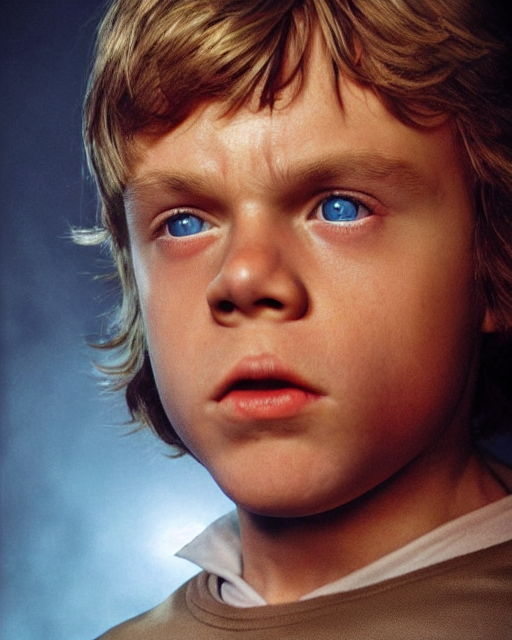 a medium shot photography of young mark hamill as luke skywalker in return  of the jedi + expressive face + science-fiction landscape)) :: beautiful  photography with highly detailed face :: intricate +