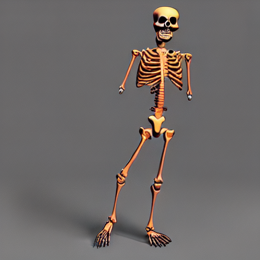 prompthunt: early 9 0 s 3 d model of dancing skeleton cha - cha. phong  shader.