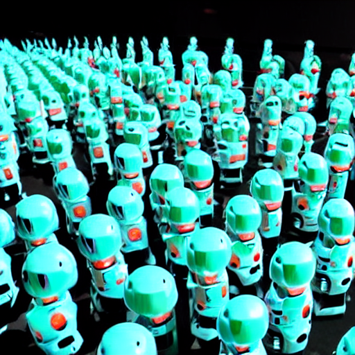 hatsune miku leading an army of robots
