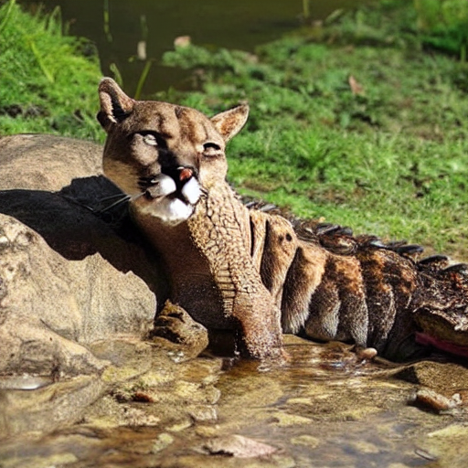 prompthunt crocodile and mountain lion hybrid animal crocodilian