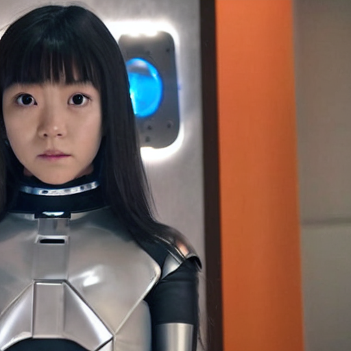 still from a 2 0 1 9 japanese tokusatsu tv show starring actress mana ashida as a cybernetic female sentai hero fighting in sendagaya. science - fiction ; action.