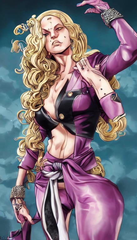 prompthunt: funny valentine from jojo's bizarre adventure, official art, character concept, digital paintting, dynamic pose, concept art, very detailed, jojo's, high quality, 8 k