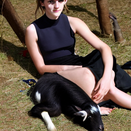Prompthunt Emma Watson Barefoot Tied To A Table Lying Down And A Goat 