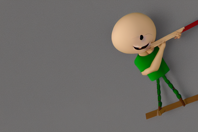baldi from baldi's basics with a wooden ruler and looking angry, hd, 8 k, 3 d design