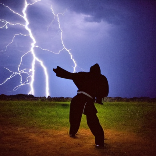 prompthunt: photo of a ninja shooting lightning out of hand