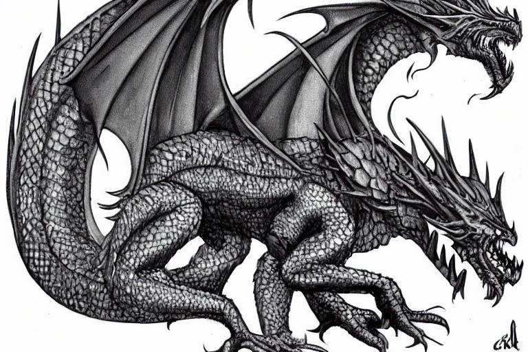 Charcoal Art Detailed Dragon with Large Body of Fairytail Land with  Realistic High Definition · Creative Fabrica