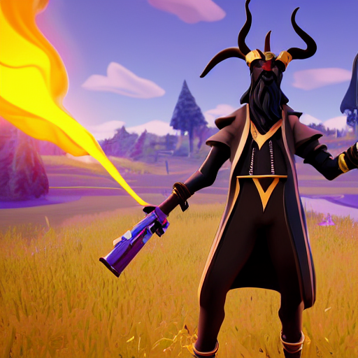 prompthunt: an anthropomorphic black goat wizard in fortnite, black wizard  robes, holding a gun, 3 d unreal engine render