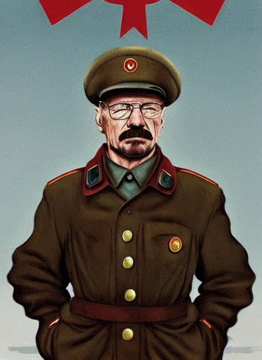 sovietic portrait of walter white as an ussr communist general