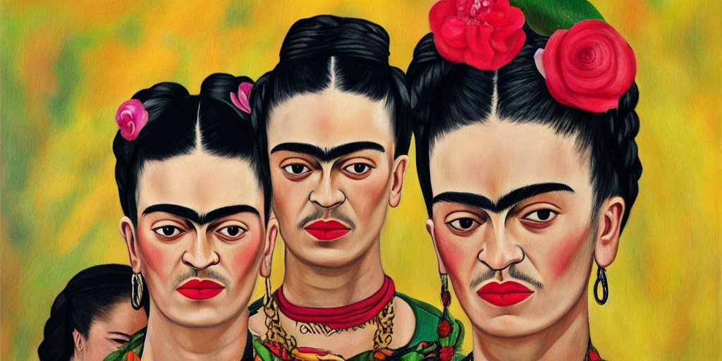 prompthunt: frida kahlo rapper art painting, hd, canvas, art, clear, sharp  focus, smooth