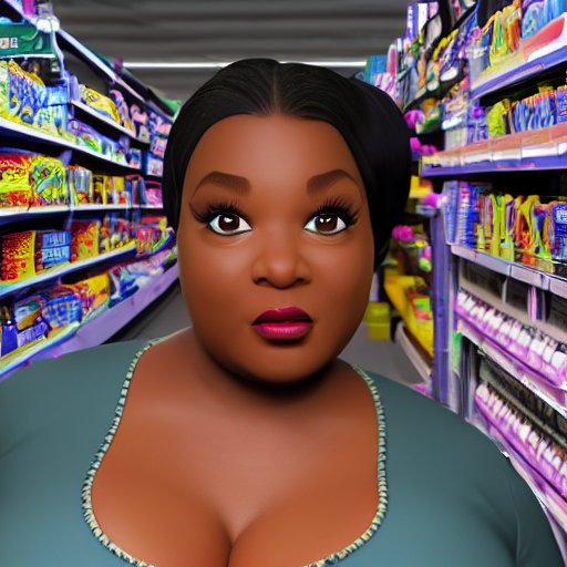 Prompthunt High Quality Highly Detailed Still Of Black Bbw Woman In Wal Mart Follow Shot 3d