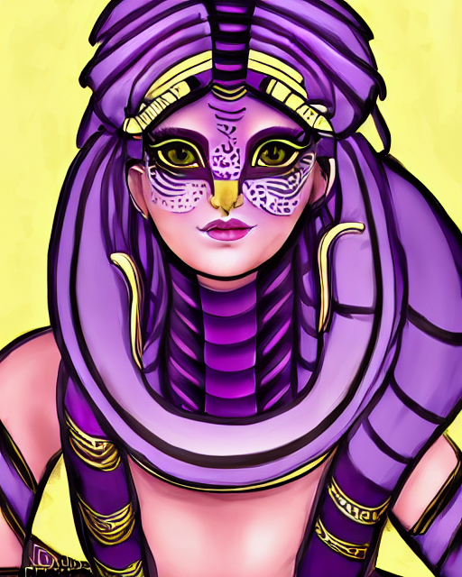 purple snake fursona with egyptian makeup, digital art, art station front page