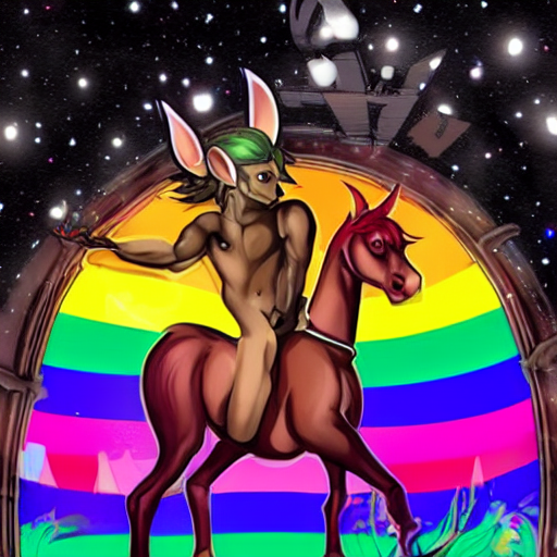 gay centaur night club with rainbow