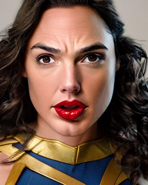 prompthunt photo of a gal gadot sticking out her tongue while dressed